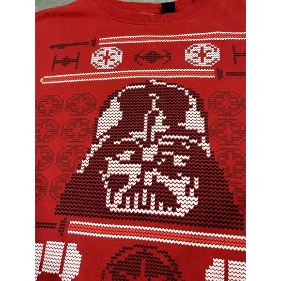 Star Wars Red Ugly Christmas Sweater Crew Neck Darth Vader AT-AT Men's MEDIUM - Picture 2 of 6